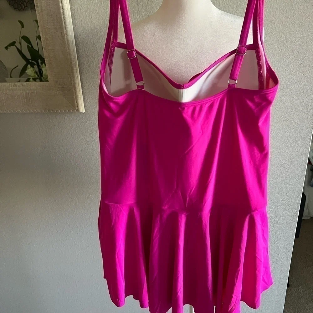 Winmax: Neon Pink One Piece Tummy Coverage Swimsuit. Size 12 NWT.